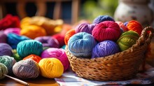 Colorful Wool Knitting Threads