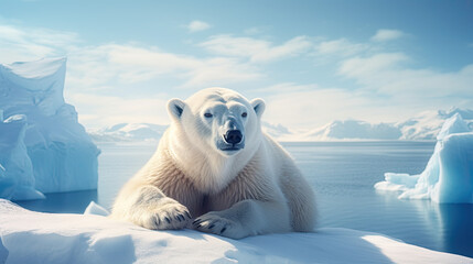 Wall Mural - a polar bear (ursus maritimus) on an ice floe.