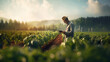 © Chanelle/Peopleimages - AI - Farmer using a digital tablet in a field. Farming, agriculture and environmental technology