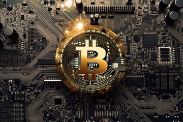 cryptocurrency bitcoin in a black and gold background Generative AI