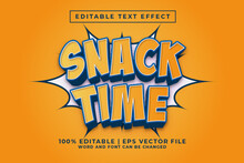Snack Time 3d Editable Text Effect Cartoon Style Premium Vector