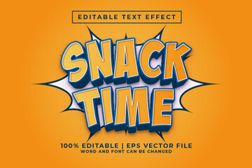 Wall Mural - Snack Time 3d Editable Text Effect Cartoon Style Premium Vector