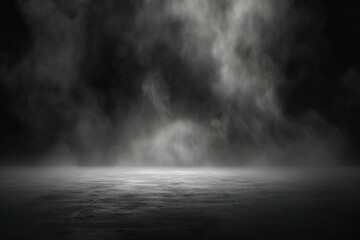 Poster - Generative ai picture image collage of grey smoke over black dark background