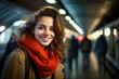  Young woman at the underground platform in Vienna, waiting
