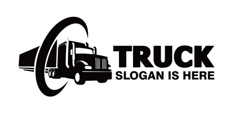 Wall Mural - heavy truck silhouette design. delivery transportation logo, sign and symbol for business.