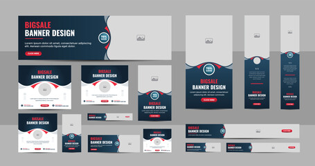 abstract banner design web template set, horizontal header web banner layout