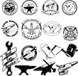 Set of repair, workshop labels and emblems. Car servise icons. Metal works icons. Design elements for workshop labels, badges, emblems, logo.