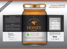 Honey Label, Honey Packaging, Bee Honey, Honey Vector Packaging, Label For Print, Print Ready File, Vector Design, Pack, Vector Packaging, Food Label, Nutrition Label,Bottle Mockup