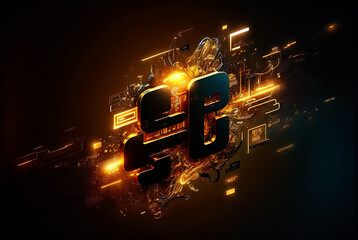 Aufkleber - Abstract science and technology background with shiny connection elements and sci-fi intefrace. Tech abstraction wallpaper.