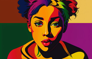 Beautiful african american woman in pop art style. 