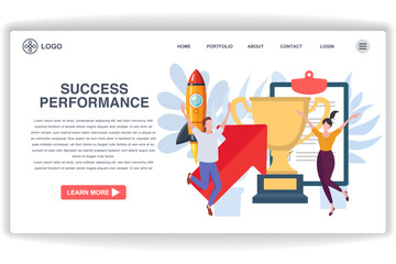 Wall Mural - two women having fun. website page success permormance. modern flat design concept of web page desig