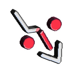Poster - Isoemtric Pixel art 3d of red graph business percent its going down on pixelated style. 8bits perfect for game asset or design asset element for your game design asset.