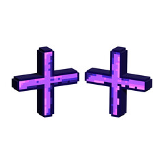 Poster - Isometric Pixel art 3d of cross sign halloween for  items asset. Cross sign halloween on pixelated style.8bits perfect for game asset or design asset element for your game design asset.