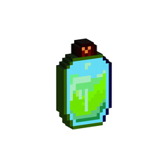 Poster - Isometric Pixel art 3d of poison potion for  items asset. green potion halloween on pixelated style.8bits perfect for game asset or design asset element for your game design asset.