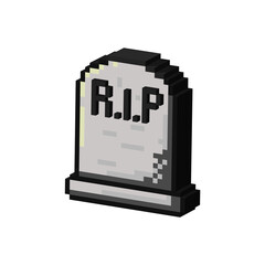 Poster - Isometric Pixel art 3d of grave rip halloween for items asset. grave halloween on pixelated style.8bits perfect for game asset or design asset element for your game design asset.