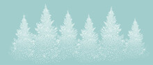 Snowy Spruces From Dots. Happy New Year . Vector Illustrations