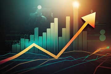 Poster - Business graph with arrow up in abstract background