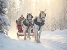 A Photo Of Seniors Riding In A Horse-Drawn Sleigh In Winter