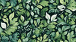 Hand painted foliage pattern, seamless floral print with green leaves, watercolor
