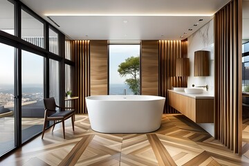 modern bathroom interior with bathtub