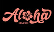 © caner - Aloha text, emblem and logo isolated on white. Hand drawn Aloha Hawaiian word for hawaii shirt print or sign. Lettering or summer party invitation, flyer and poster design.