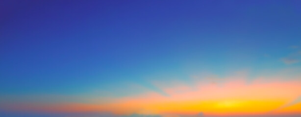 Wall Mural - blue yellow blurry light soft panorama sunset sky background
