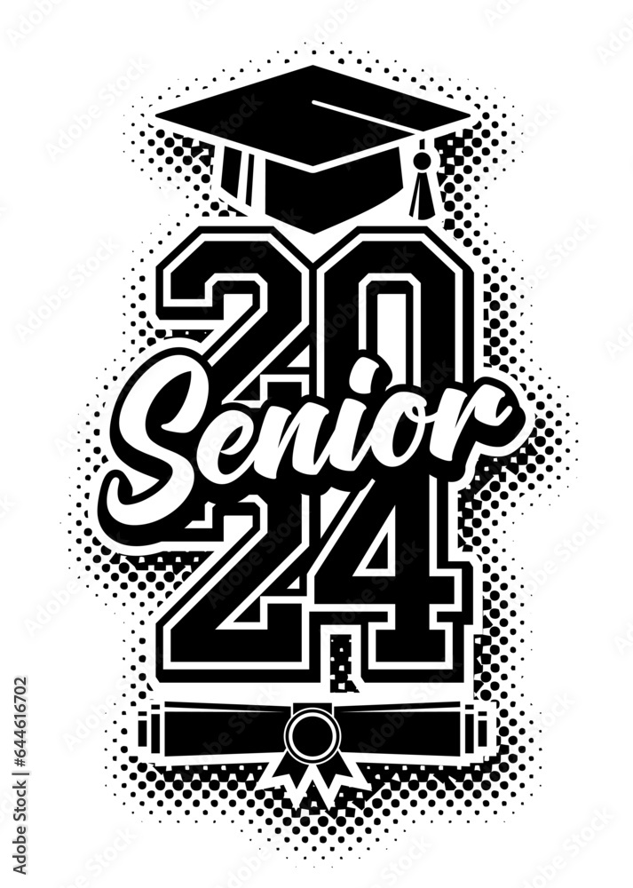 2024 senior class graduate. Concept of decorate congratulation for ...