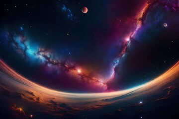 Wall Mural - a cosmic dreamscape with swirling galaxies, nebulae, and planets - AI Generative