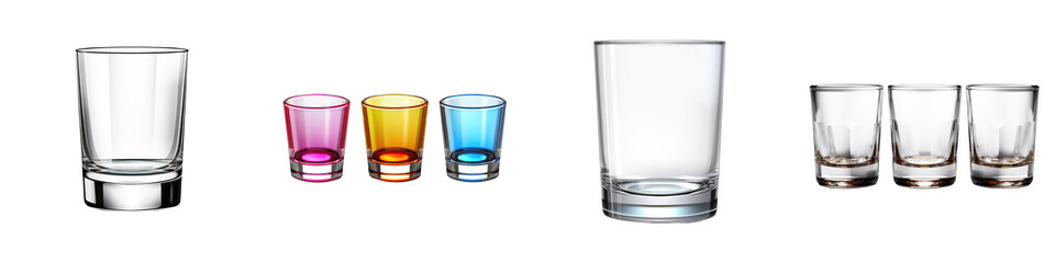 Shot glasses clipart collection, vector, icons isolated on transparent background