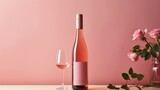 Rose wine bottle and glass