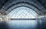 Fototapeta Most - Empty exhibition center with truss. backdrop for exhibition stands.3d render