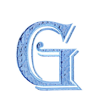 Fluted blue ice symbol. front view. letter g
