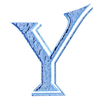 Fluted blue ice symbol. front view. letter y