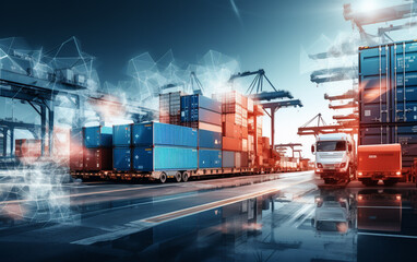 Wall Mural - Global business logistics import export background