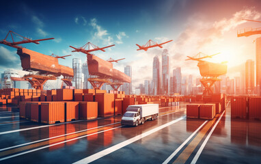 Wall Mural - Global business logistics import export background