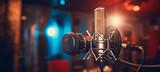 Fototapeta  - Modern professional microphone in recording studio