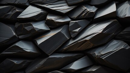 Poster - Wall of semi-smooth black solid obsidian, Background.