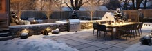 Modern Back Patio - Garden And Backyard With Seating And Place To Entertain And Cook During The Winter Snow