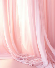 A Whimsical And Dreamy Scene Showcasing A Pastel Pink Background With Soft, Curtains Gently Illuminated By The Morning Light. The Delicate Shadows Evoke A Sense Of Wonder, Making It Perfect