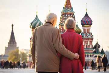 Canvas Print - A couple on a journey. Vacation trip, travel concept. Background with selective focus