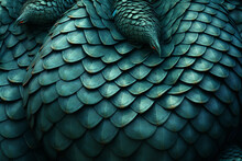 Close Up Of A Blue Green Dragon Skin. 3d Rendering, 3d Background