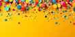 Yellow colorful background with confetti of various colors