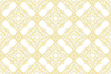 oriental pattern. White and gold background with Arabic ornament. Pattern, background and wallpaper for your design. Textile ornament. Vector illustration.