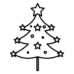 Poster - hristmas tree illustration, liner icon newyear icon illustration on white background..eps