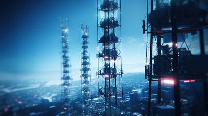 The 5G network towers present a stylish and contemporary design