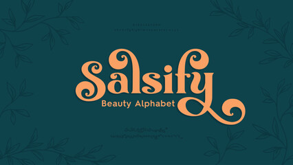 Sticker - Salsify Typeface: A Symphony of Elegance and Dynamic Design.  Alphabet a to z display. Vector illustration