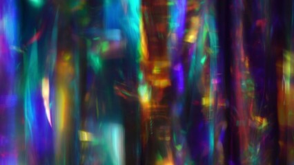 A diamond sparkling with different rainbow neon colors on a dark background. Prism Light Flares Overlay on Black Background