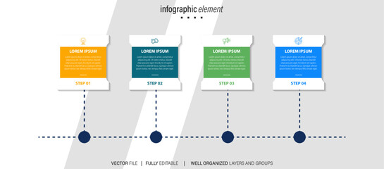 Wall Mural - Timeline infographic design with circle for business template. Vector 4 steps.