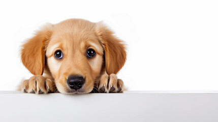 Adorable golden retriever puppy with cute face, ai generated