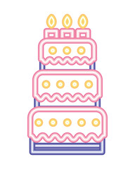 Canvas Print - neon party birthday cake shiny